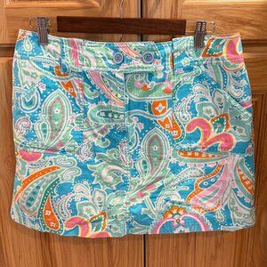 New York and Company Skort, Paisley, Preppy Colors, Size 8, Excellent Condition